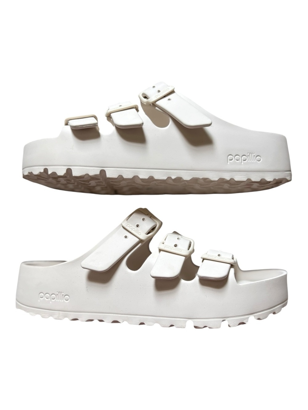 Papillio by Birkenstock Cream Triple-Buckle Platform Sandals | EU 37